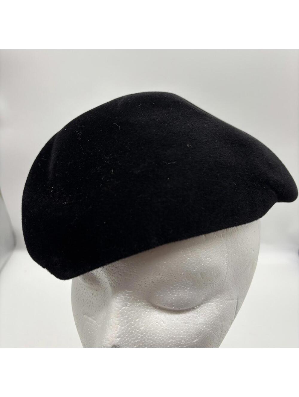 Vintage Alexander's Black Wool Beret Hat Made in Italy Mid Century Boho